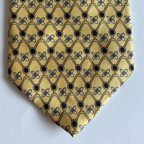 Paolo Designed By Paolo Gucci Geometric Yellow Blue 100% Silk Tie Made in Italy - Picture 8 of 8